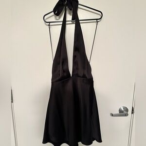 Zara Black Satin Halter Mini Dress - never worn, size Small (S)
